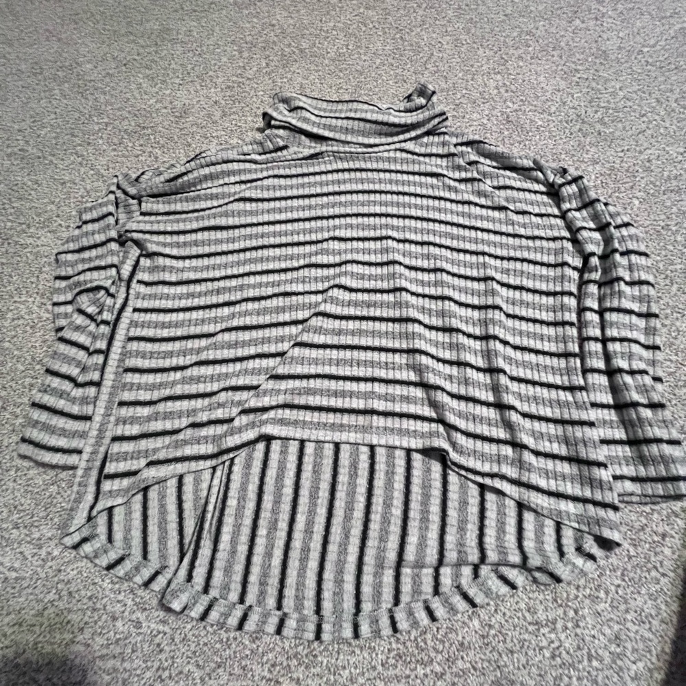 Anthropologie Gray Striped Turtleneck Sweater